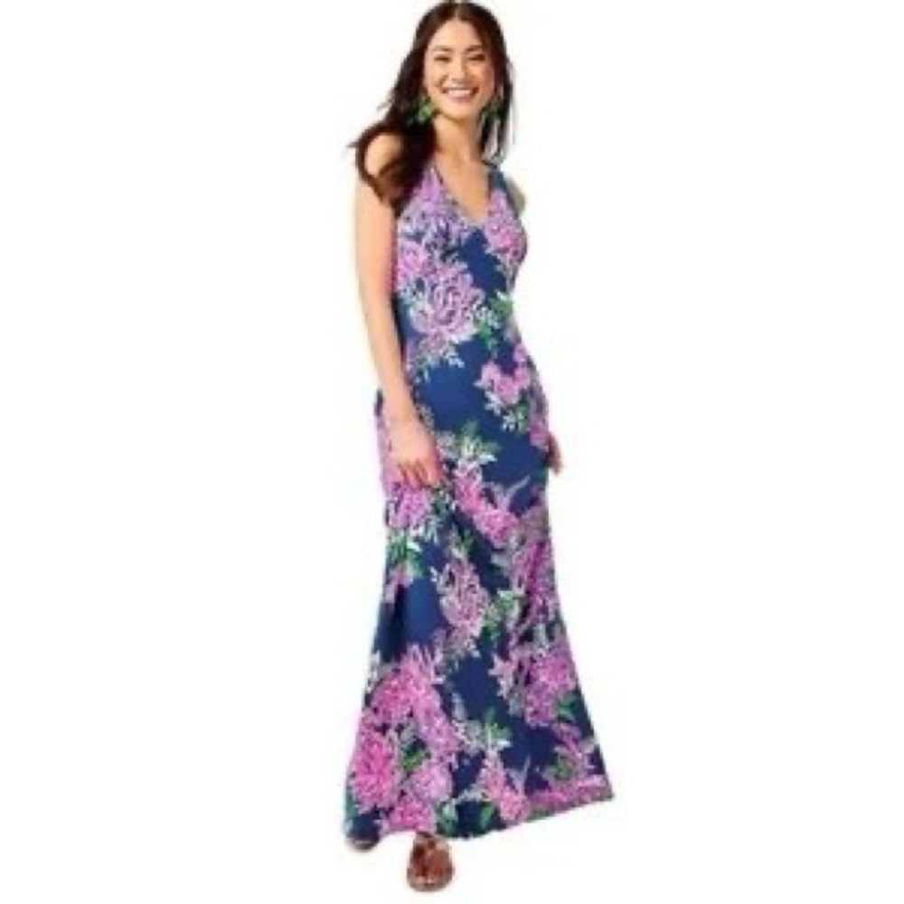 Lilly Pulitzer Noemi Racerback Maxi Dress in Oyster Bay Navy / Size XS